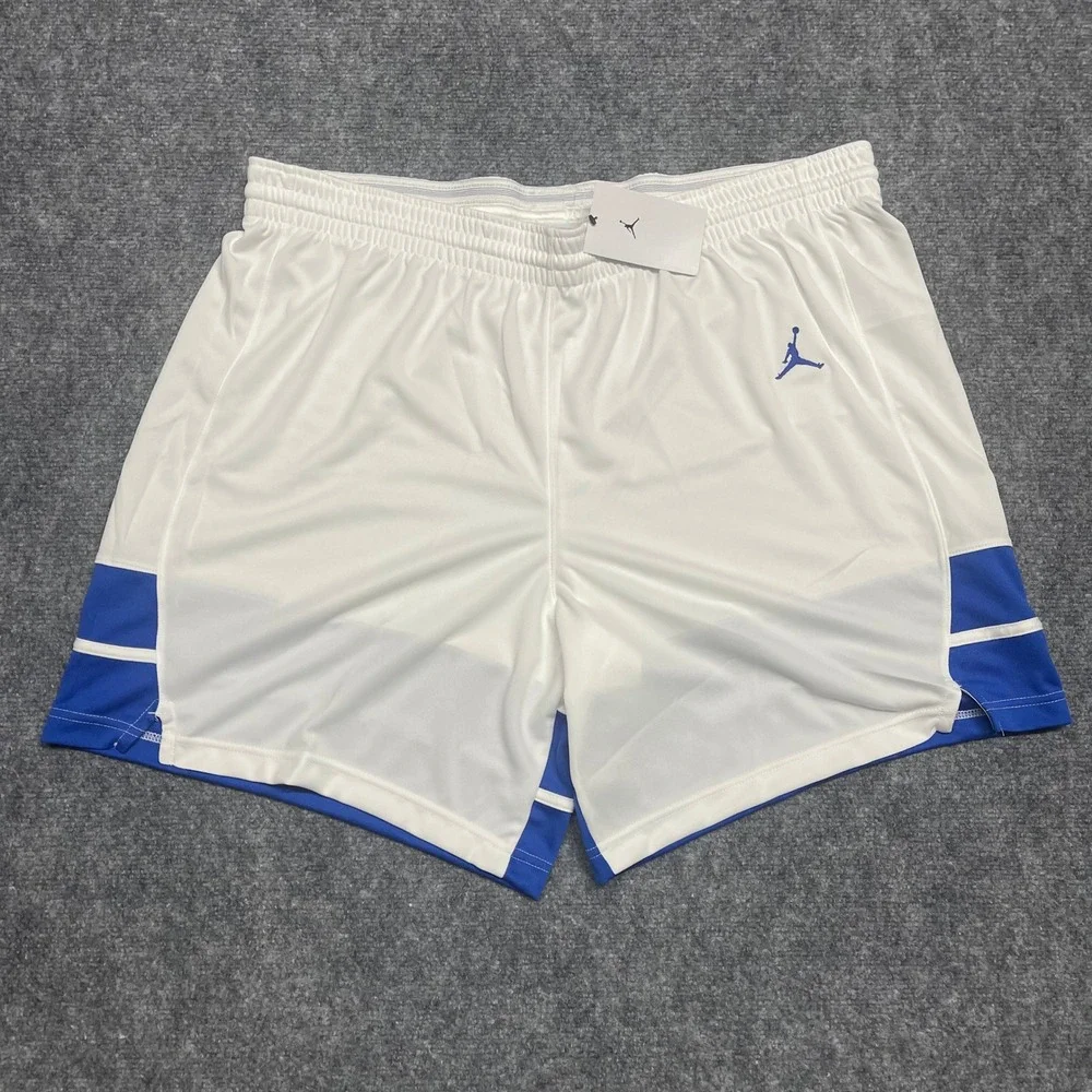 Jordan Shorts Mens 3XL White Blue Basketball Jumpman Overtime Colorblock Light
